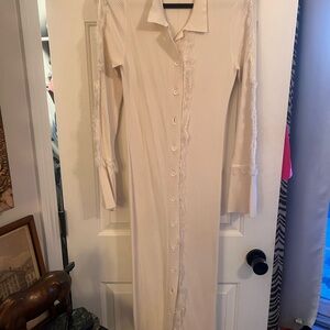 NONchalant Cream Long Sleeve Button-Down Dress